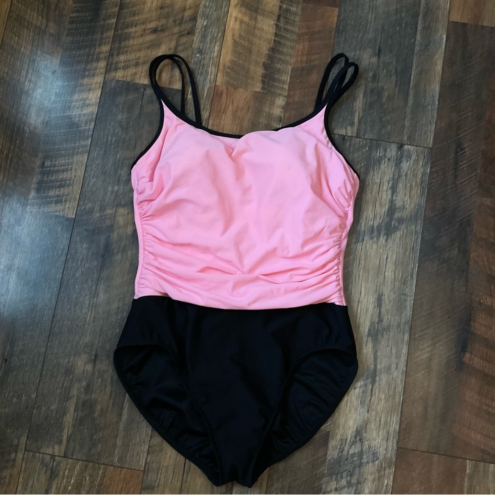 Trimshaper Pink Black Colorblock Swimsuit 12